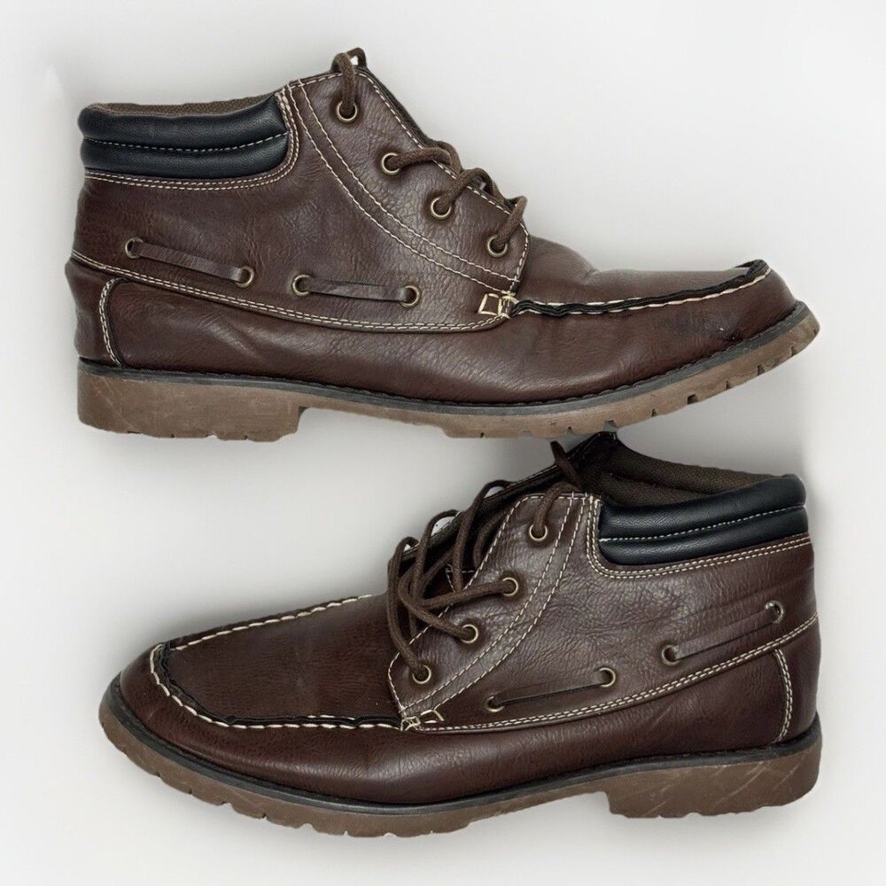 Size 9 - New Look Men’s Brown Moc Toe Ankle Boots